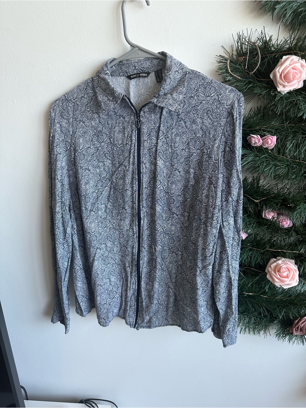 Punt Roma Navy and White Paisley Zip Jacket
